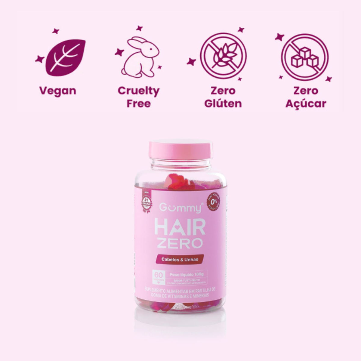 Gummy® Original Hair Zero Açúcar Vitamin Tutti Frutti | 180g