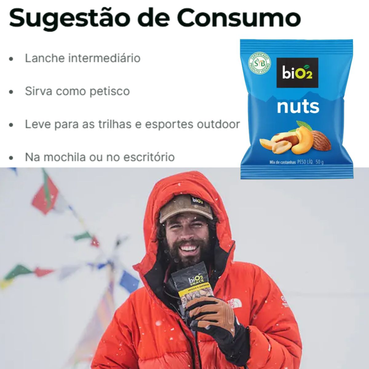 Mix de Castanhas Snack Nuts BiO2 | Sachê 50g