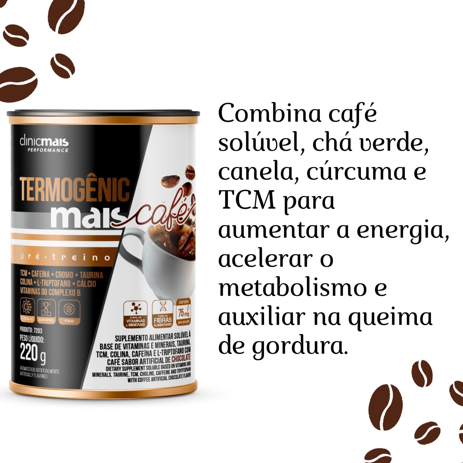 Termogênic Mais Café Pré Treino sabor Chocolate | 220g