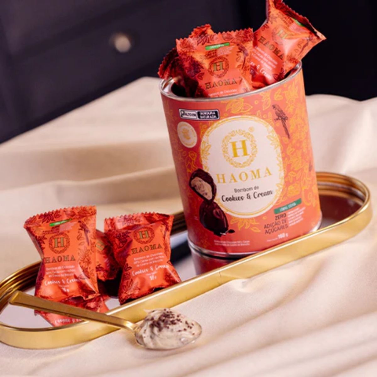 Bombom de Cookies e Cream Linha Stevia Zero Açúcar Haoma | 200g
