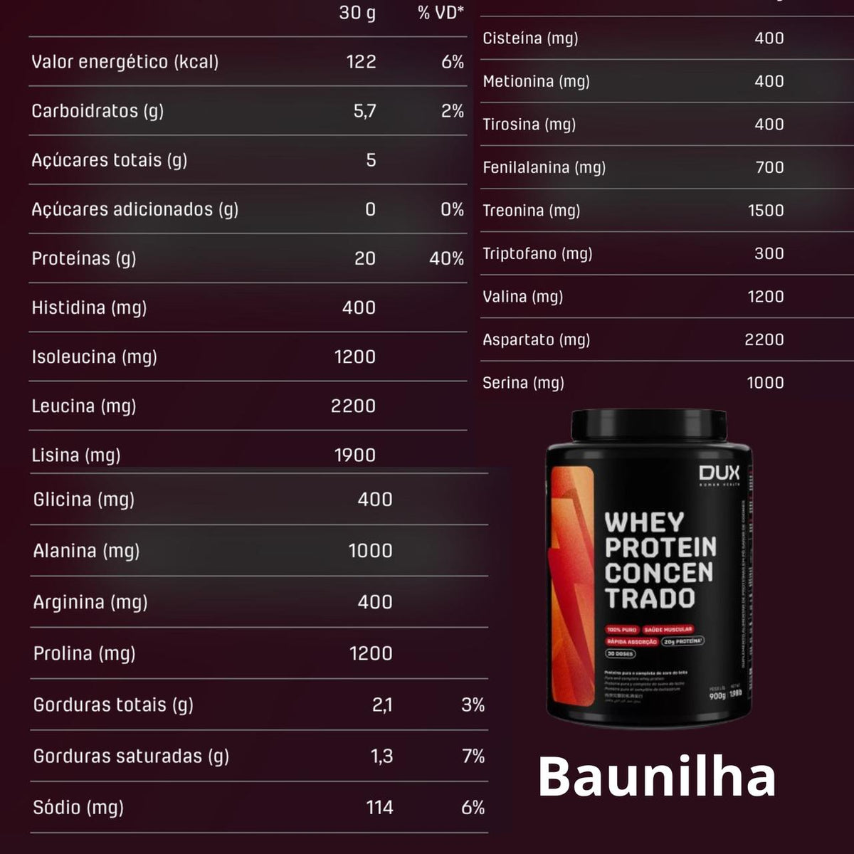 Whey Protein Concentrado Dux Human Health Baunilha | 900g