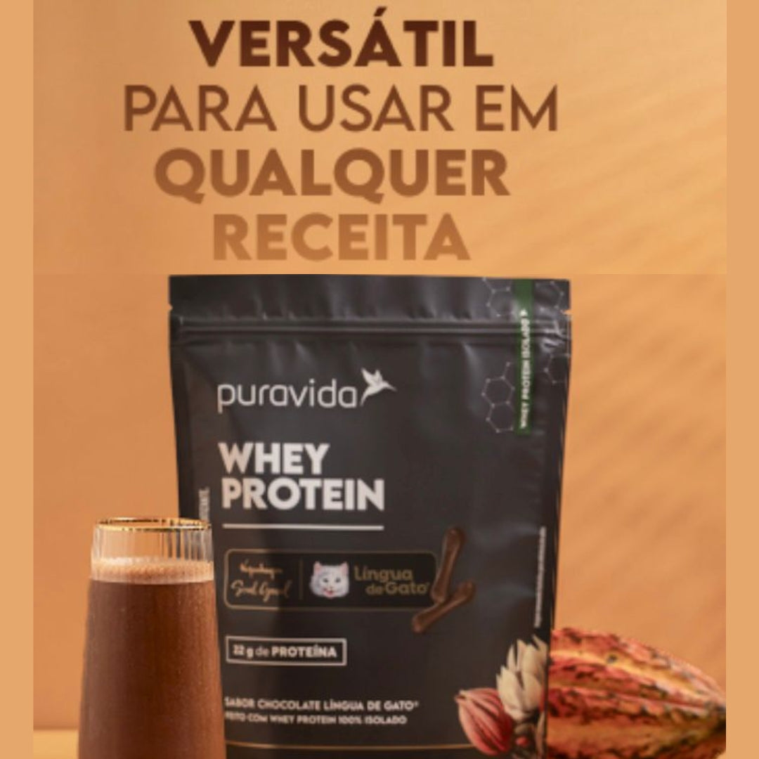 Whey Protein 100% Isolado Chocolate Língua de Gato Puravida | 450g