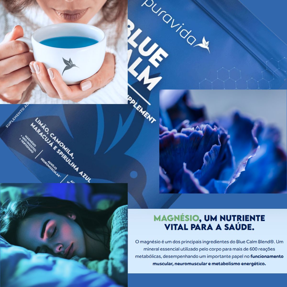 Blue Calm Magnesium Sabor Limão Maracujá Puravida | 250g