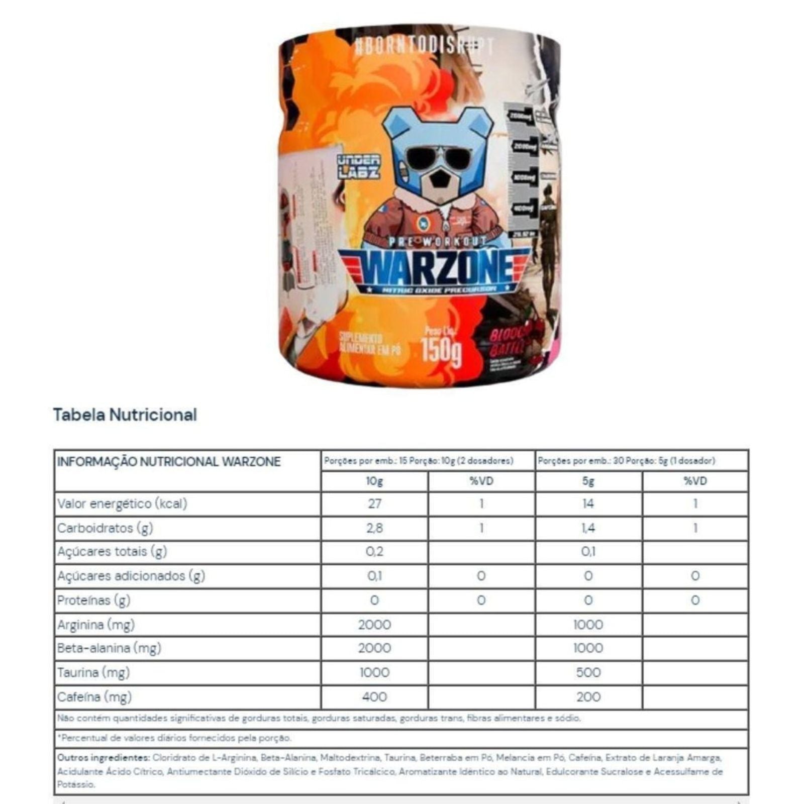 Warzone Blood Battle Pré Treino Under Labz | 150g