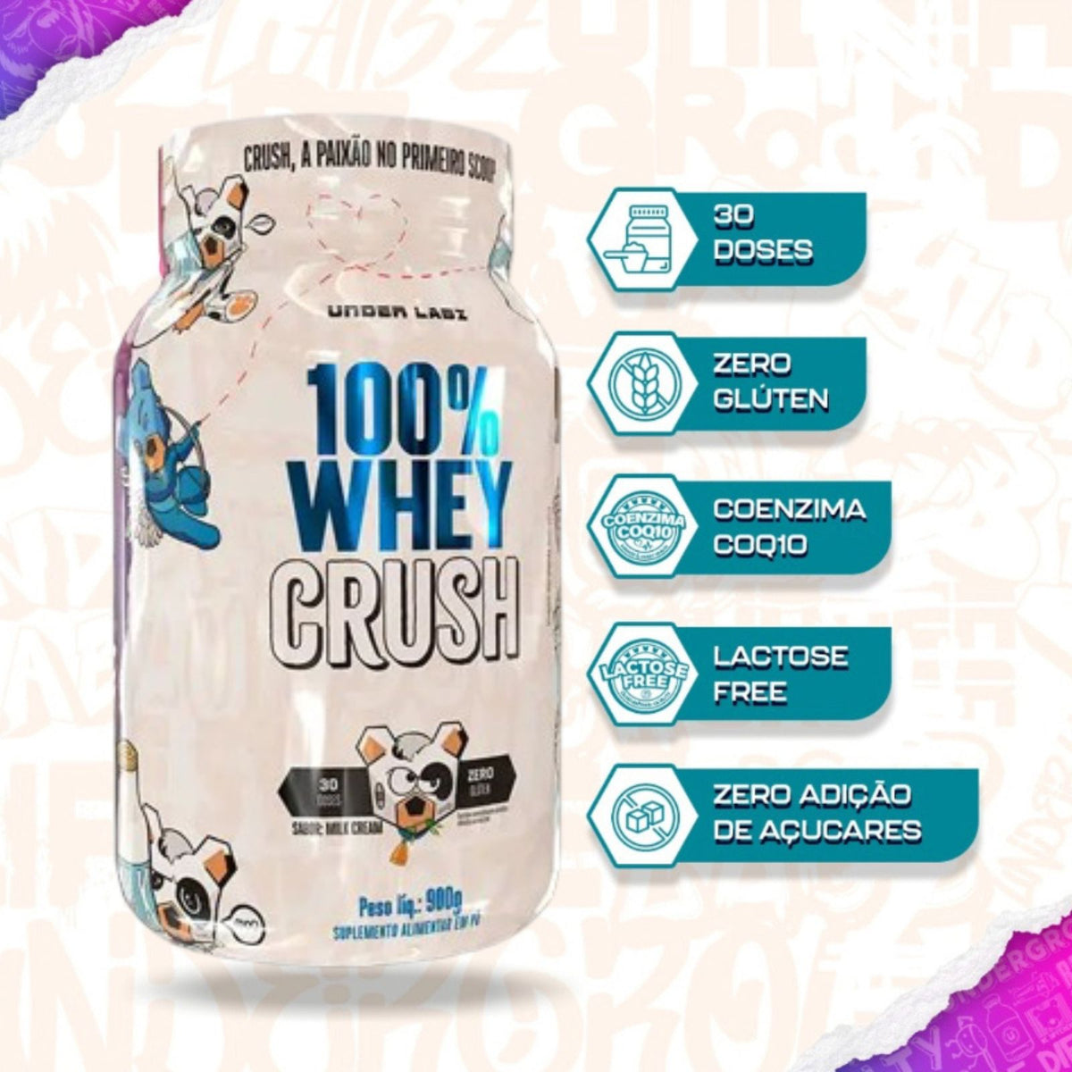 100% Whey Crush Under Labz Sabor Milk Cream | 900g