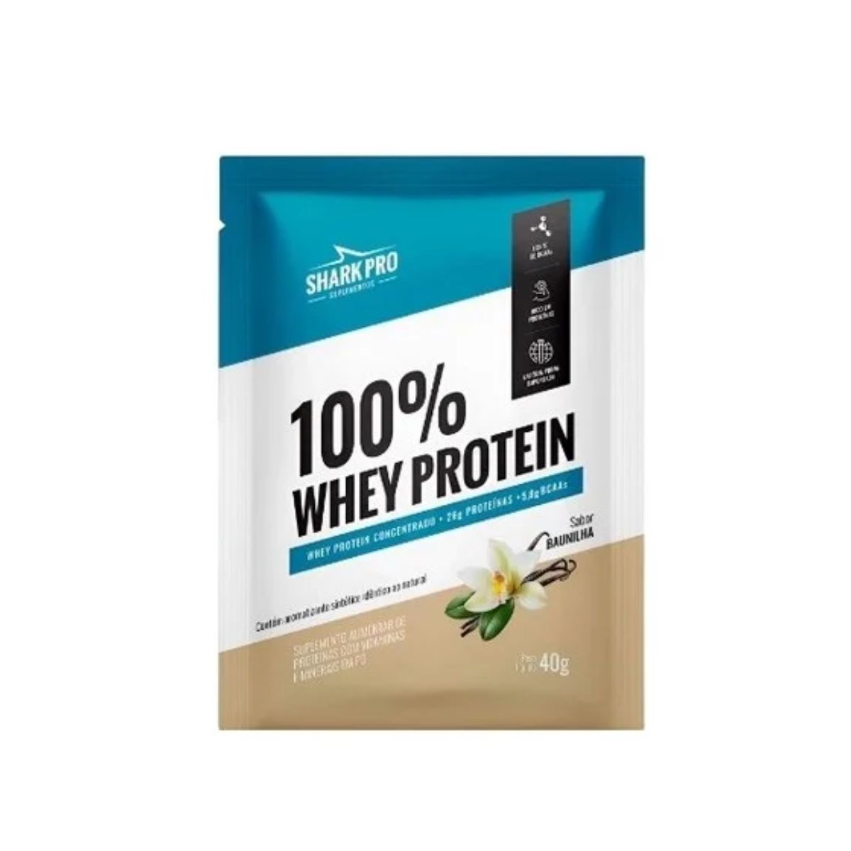 100% Whey Sabor Baunilha Shark Pro | Sachê Unitário 40g