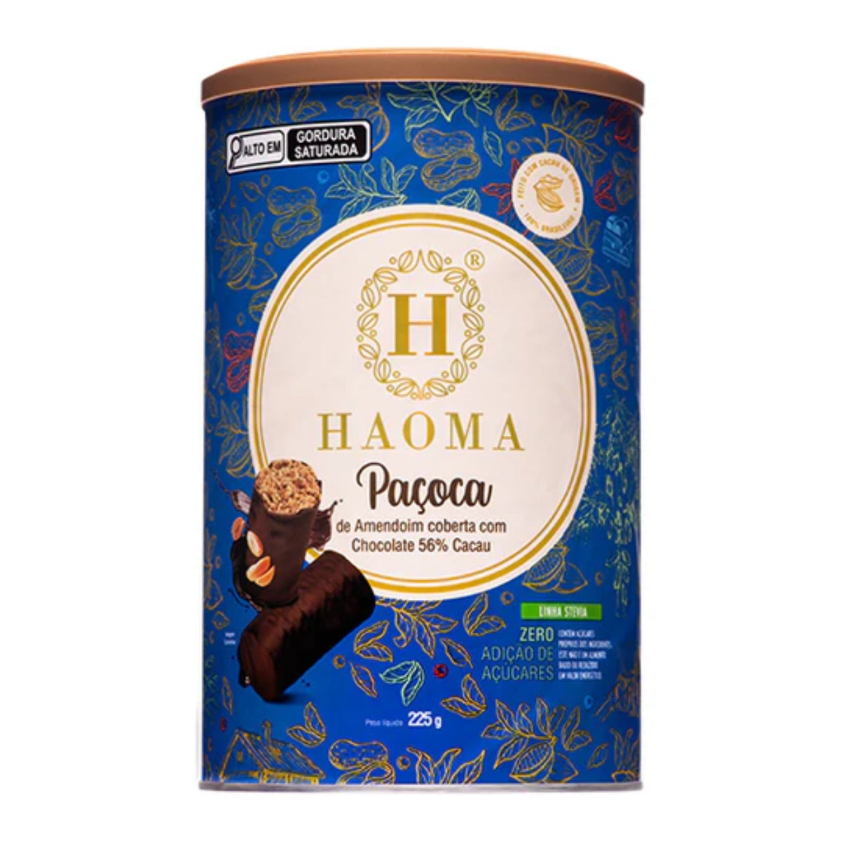 Paçoca  Amendoim com Chocolate 56% Cacau Linha Stevia Haoma | 225g