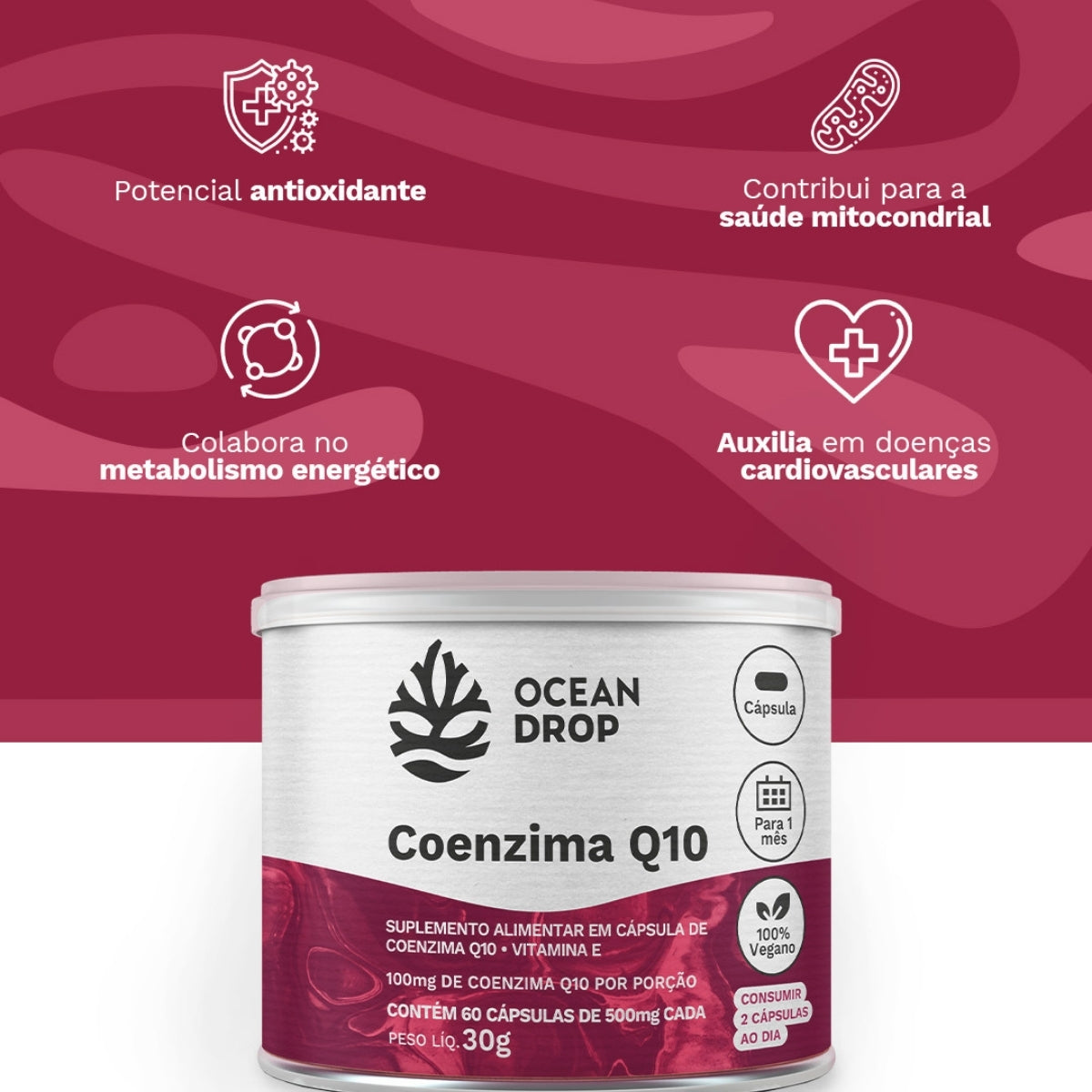 Coenzima Q10 200mg Ocean Drop | 60 cápsulas