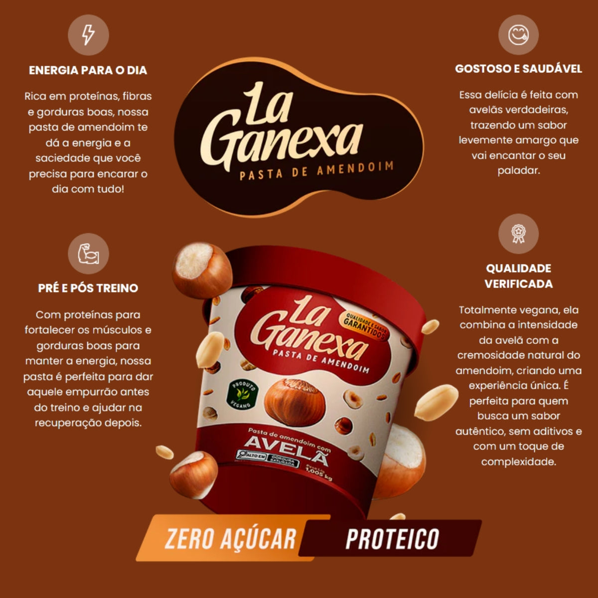 Pasta de Amendoim com Avelã La Ganexa | 450g