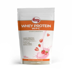 Whey Protein WPC Sabor Morango Vitafor | Sachê 900g
