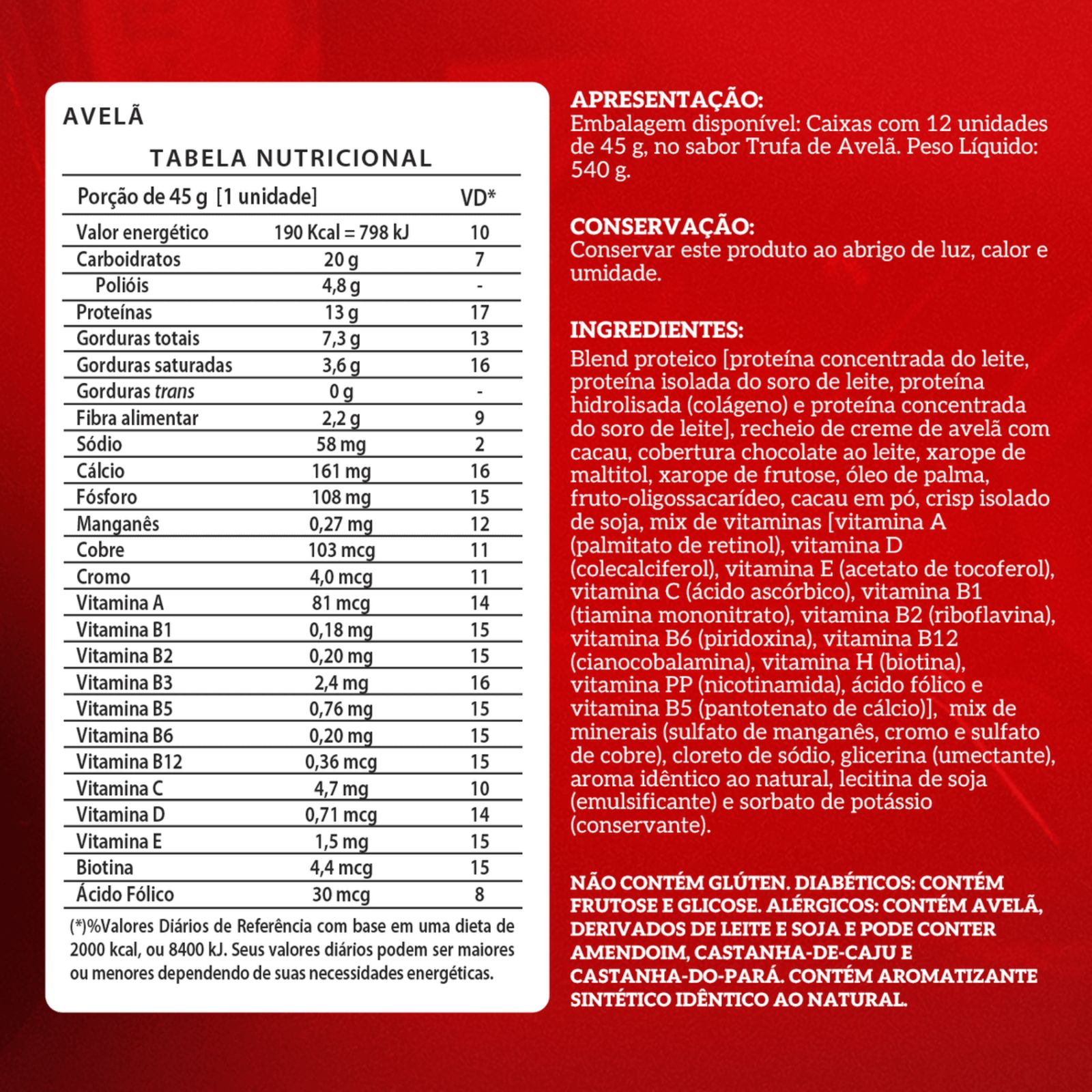Barra Protein Crisp Bar Trufa de Avelã Integralmedica | 12x45g