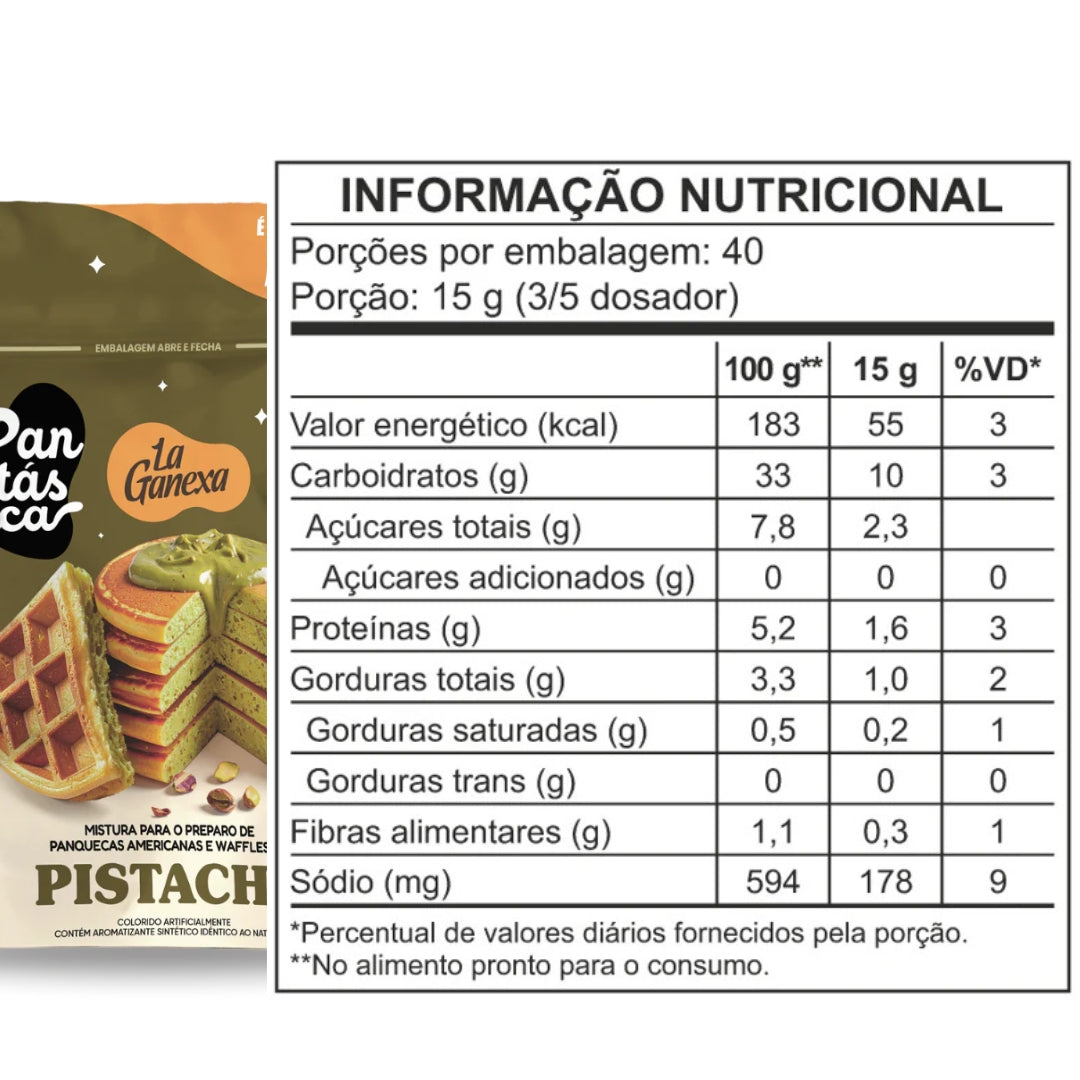 Mistura para Panquecas Americanas e Waffles La Ganexa Sabor Pistache | 600g