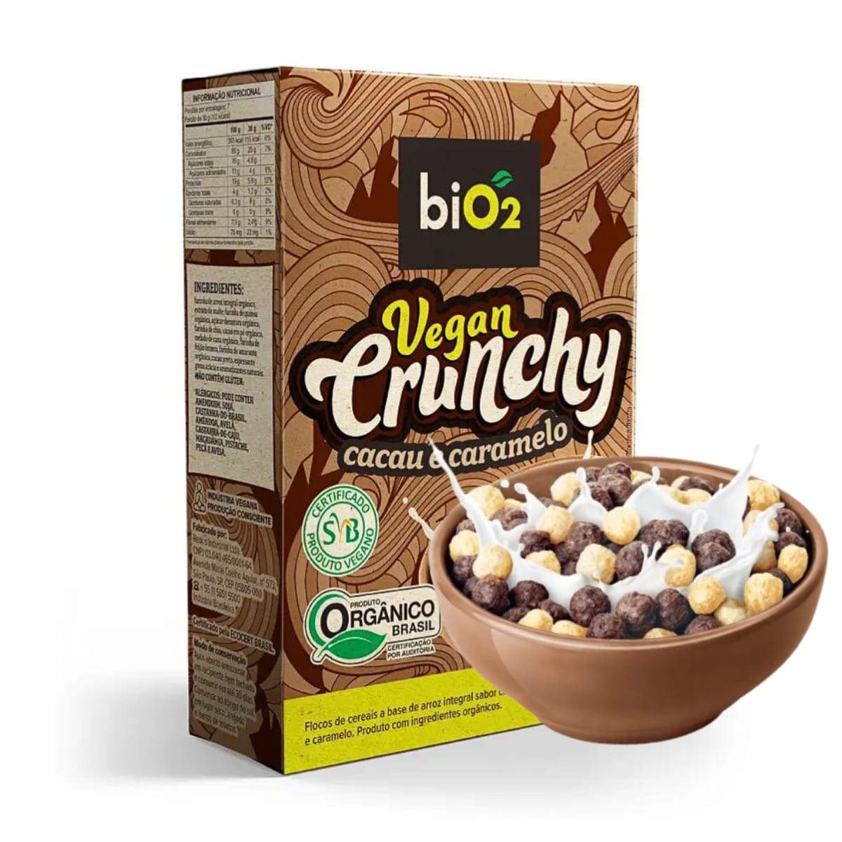 Cereal Matinal Integral Vegan Crunchy Cacau e Caramelo Bio2 | 200g