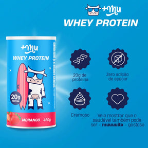 Whey Concentrado Mais Mu Morango | Pote 450g