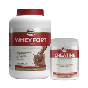 Whey Fort Chocolate (1,8kg) + Creatina (300g) – Vitafor