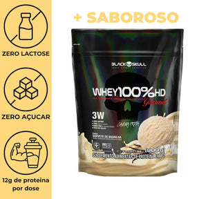 Whey 100%hd Gourmet Black Skull Sorvete De Baunilha | Refil 900g