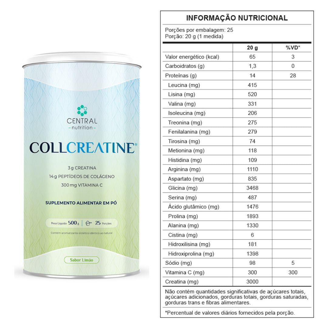 COLLCREATINE® Sabor Limão Central Nutrition | 500g