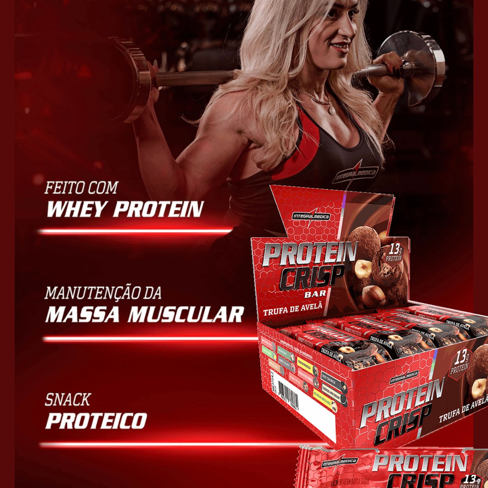 Barra Protein Crisp Bar Trufa de Avelã Integralmedica | 12x45g