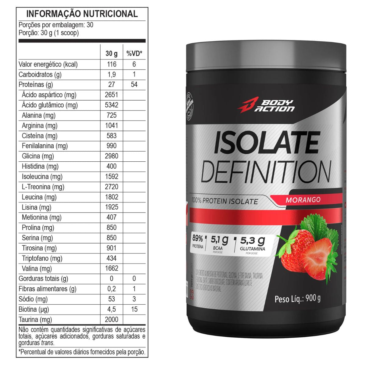 Isolate Definition Proteína Isolada Sabor Morango Bodyaction | 900g