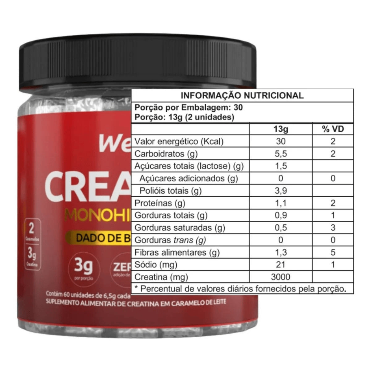 Creatina de Dado de Brigadeiro Wefit | 60 unidades