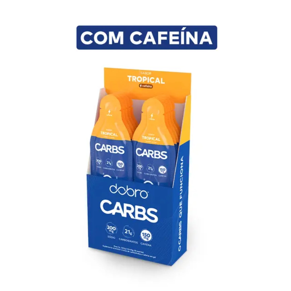 Carbs Gel Sabor Tropical com Cafeína Dobro | 10x30g