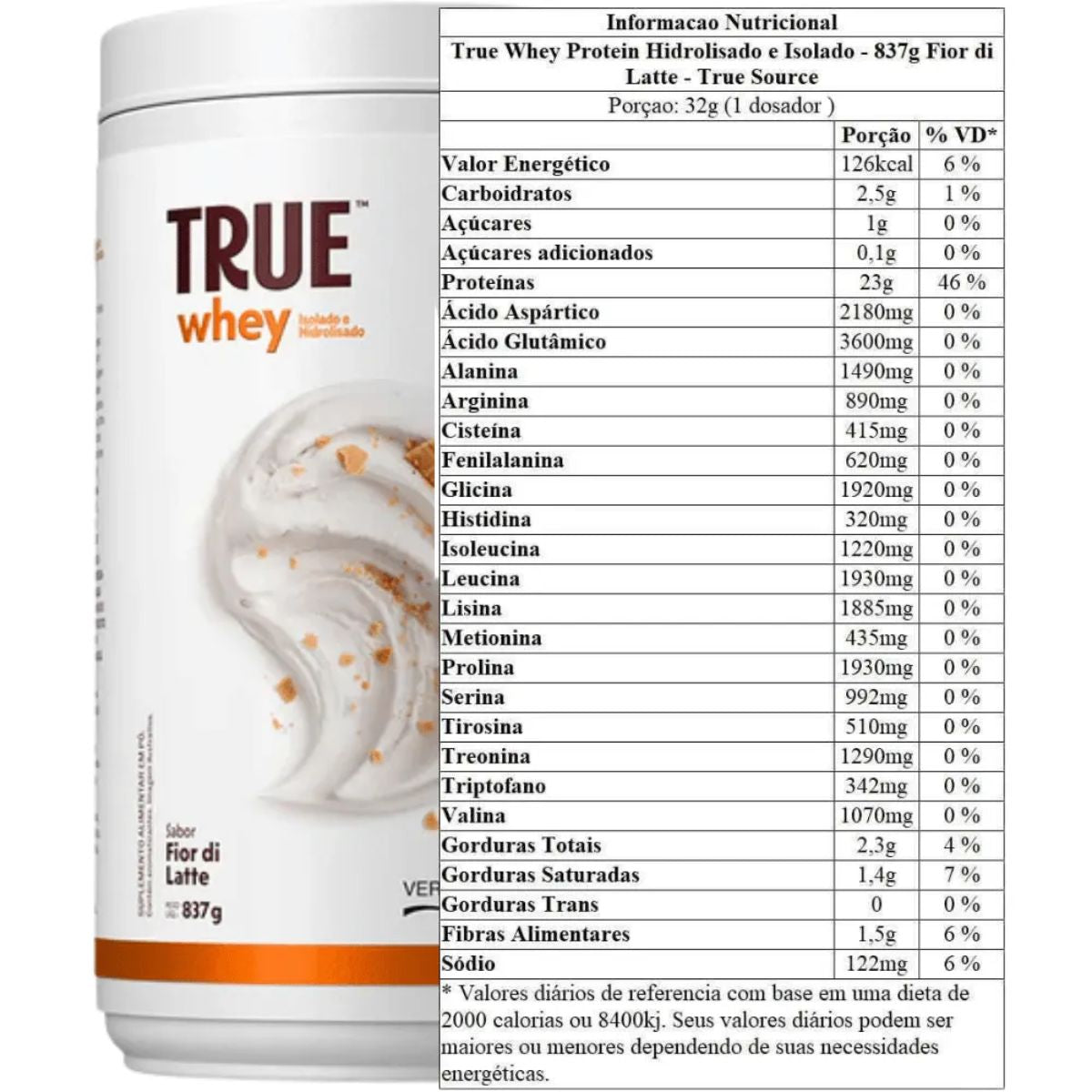 True Whey Isolado e Hidrolisado Fior Di Latte | 837g