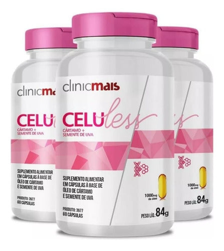Kit | 3x Celuless Cártamo + Semente de Uva Clinicmais | 180 Caps