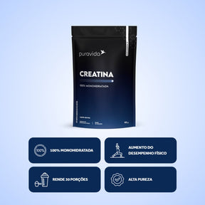 Kit Creatina 100% Monohidratada Puravida | 300g + 90g Sem Sabor