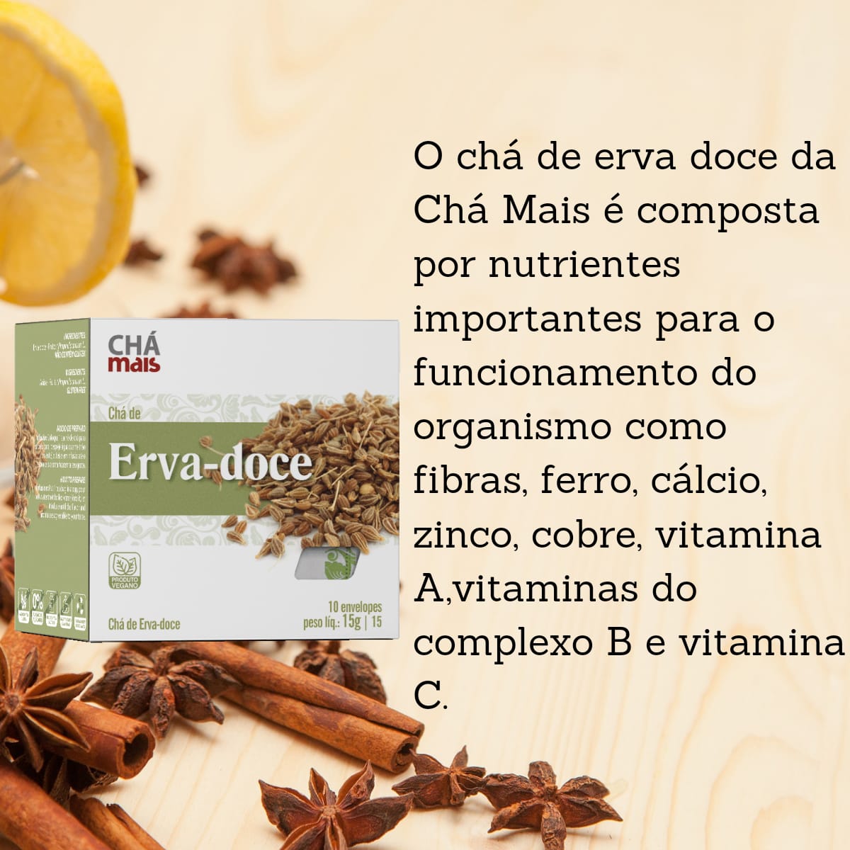 Chá de Erva-Doce Chá Mais | 10 sachês 15g