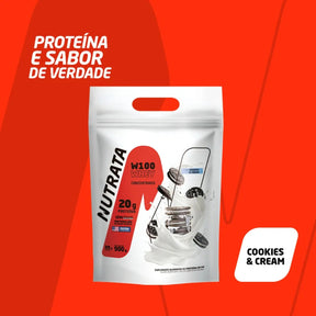 W100 Whey Concentrado Cookies e Cream Nutrata | Refil 900g