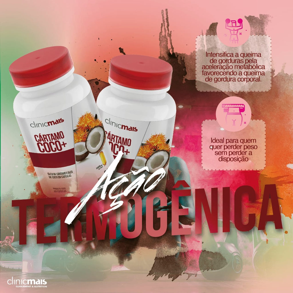 Óleo De Coco + Óleo De Cártamo 1000mg ClinicMais | 60 cápsulas