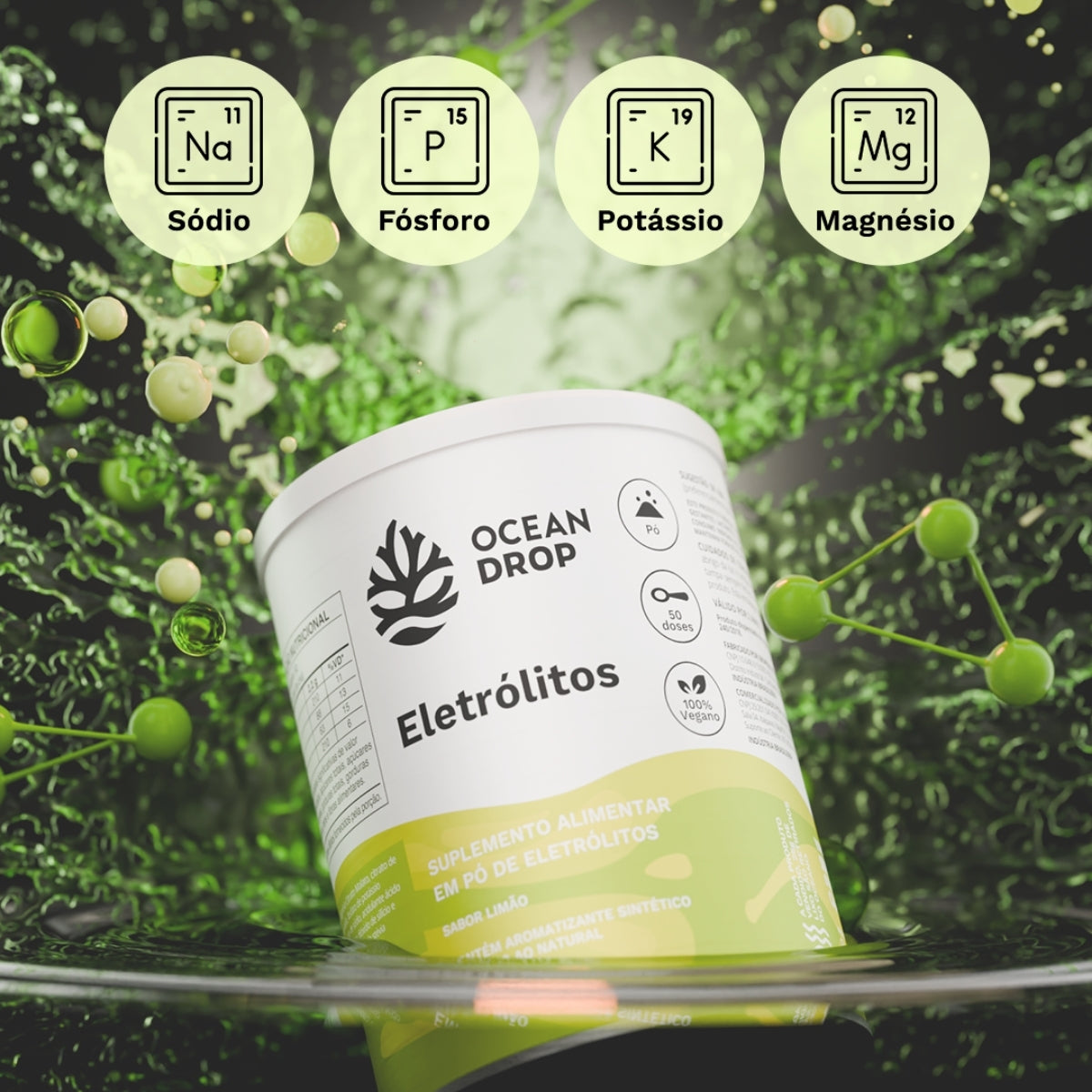 Eletrólitos em pó 60 doses Ocean Drop | 180g