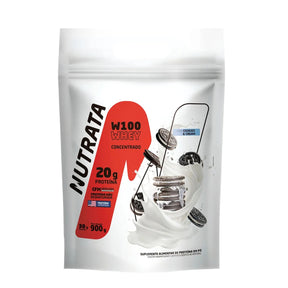 W100 Whey Concentrado Cookies e Cream Nutrata | Refil 900g