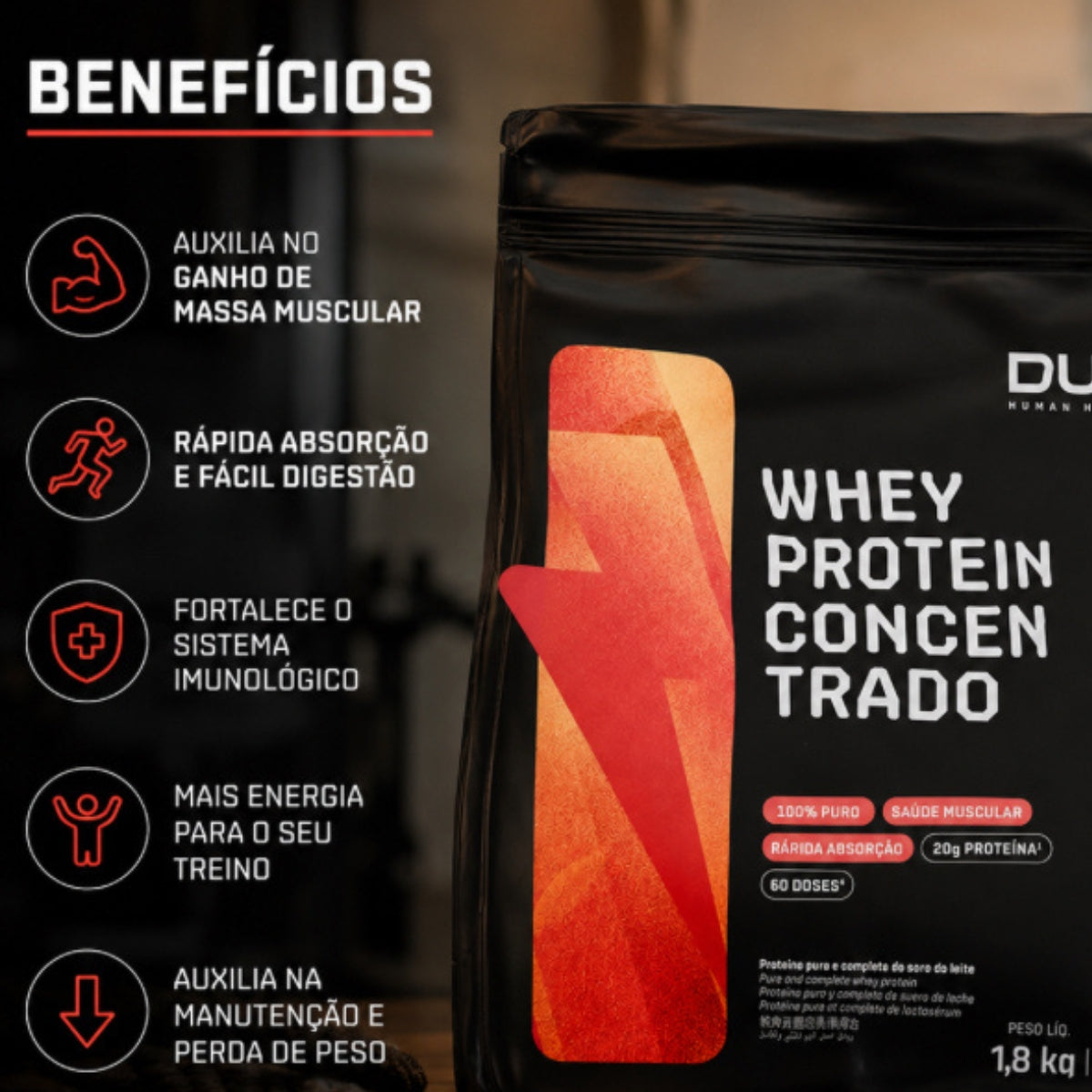 Whey Protein Concentrado Dux Human Health Baunilha 1,8k