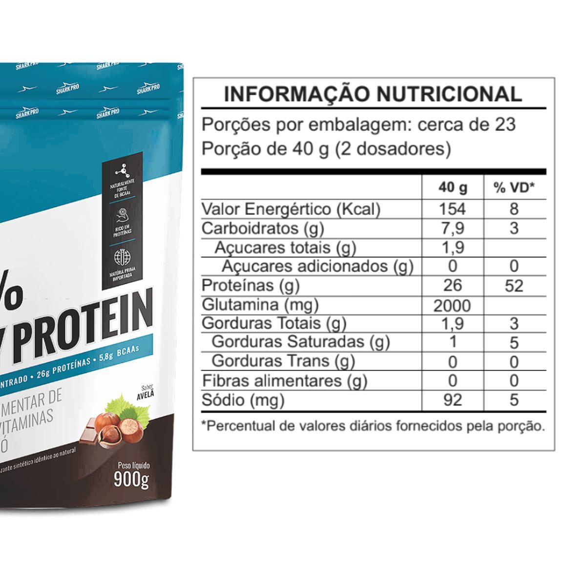 100% Whey Protein Avelã Shark Pro | Refil 900g