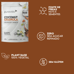 Coconut Granola Crunchy Snack Puravida Baunilha | 180g