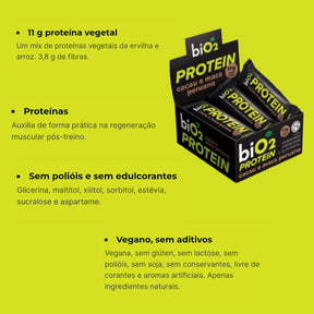Barra Proteína Vegana BiO2 Cacau e Maca Peruana | Cx 12 barrinhas