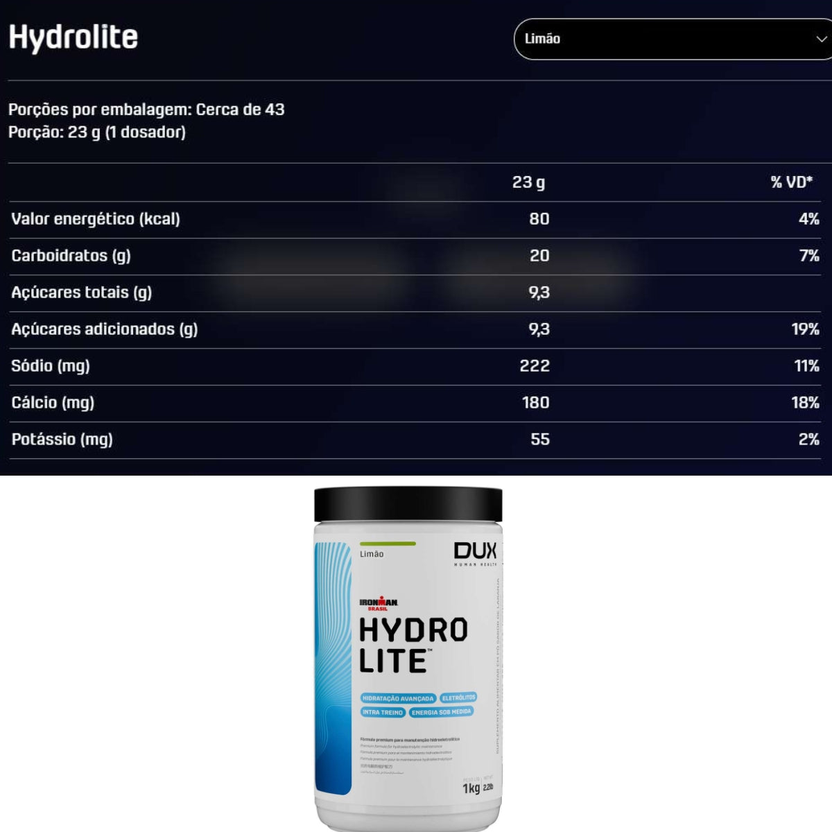 Hydrolite Sabor Limão DUX | 1kg