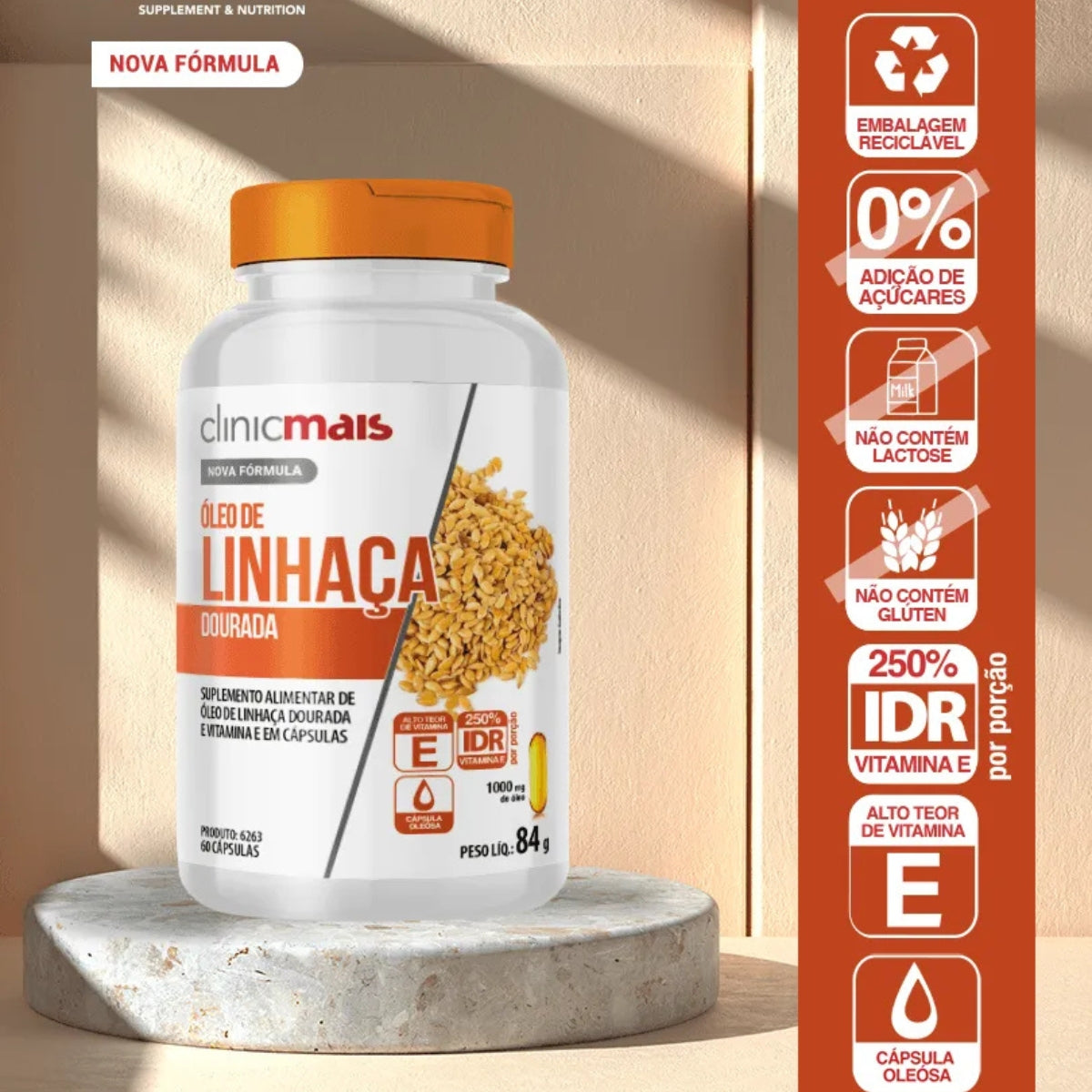 Óleo de Linhaça Clinicmais | 60 Cápsulas