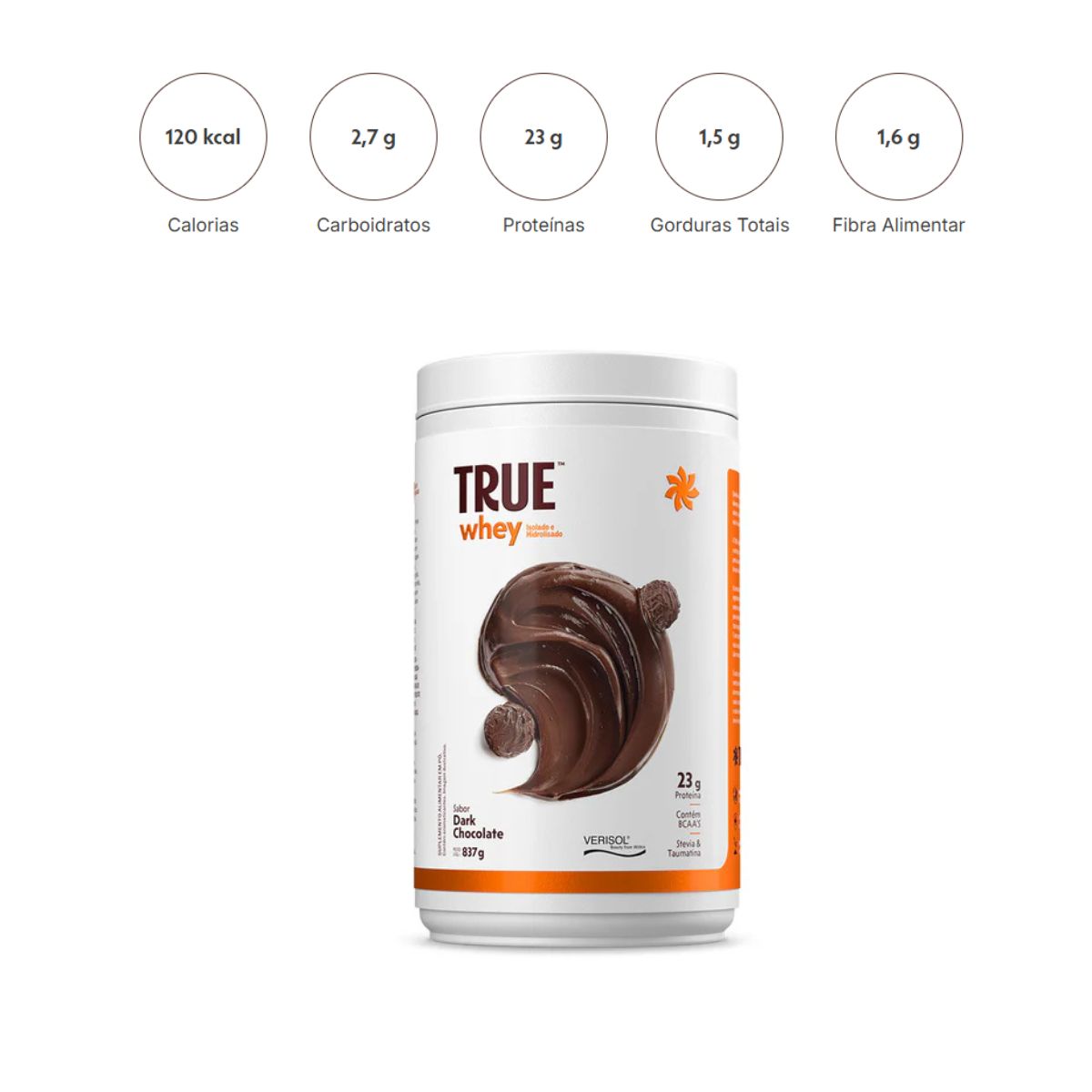 True Whey Isolado e Hidrolisado Dark Chocolate | 837g