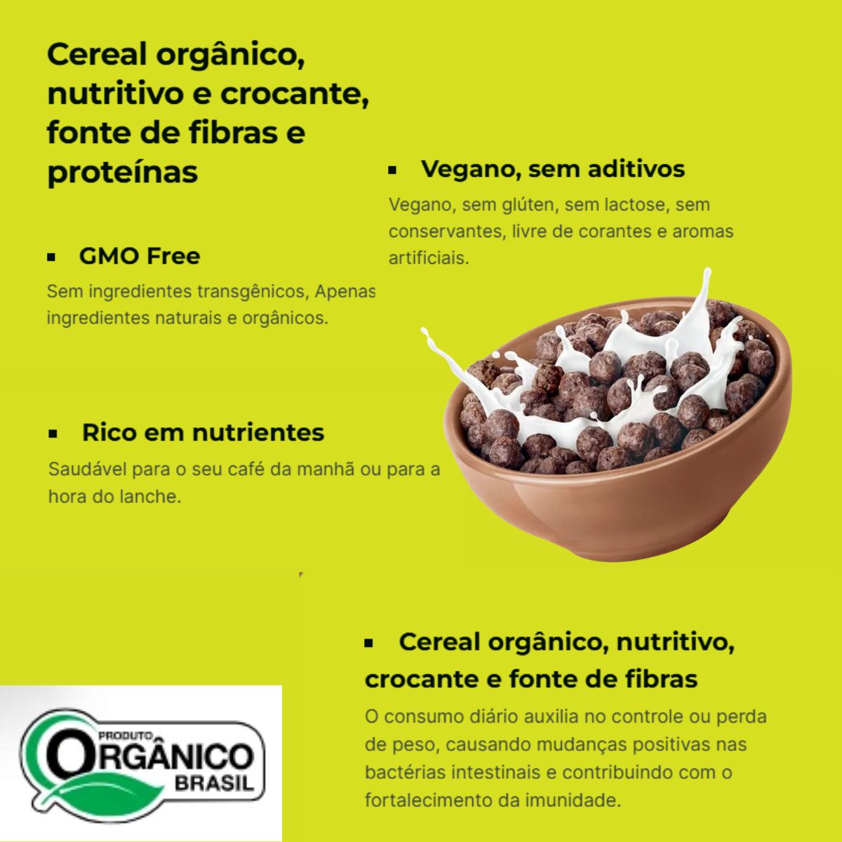 Cereal Matinal Integral Vegan Crunchy Chocolate BiO2 | 200g