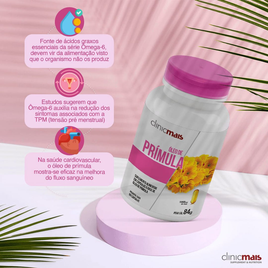 Óleo De Prímula 1000mg Clinicmais | 60 cápsulas