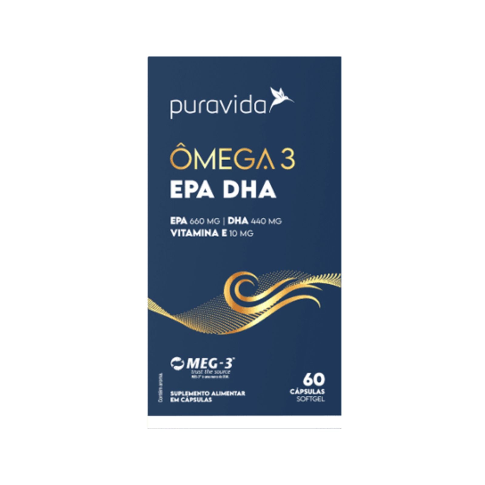 Ômega 3 MEG-3 Puravida 660 EPA 440 DHA | 60 Cápsulas