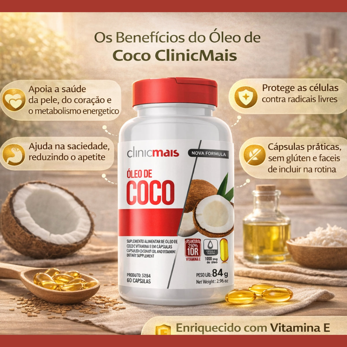 Óleo De Coco Clinicmais | 60 Cápsulas