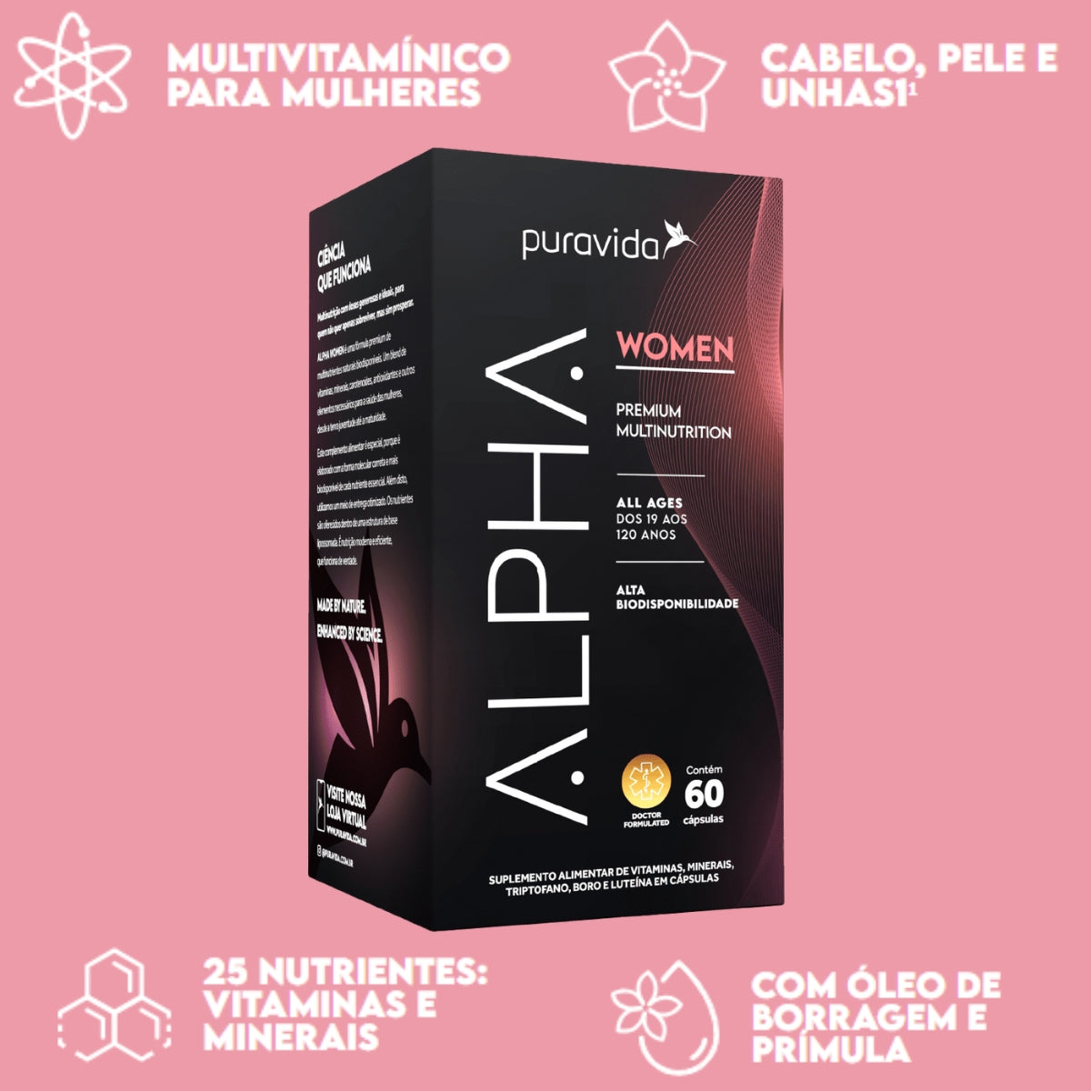 Alpha Women Multivitamínico para Mulheres Puravida | 60 cápsulas