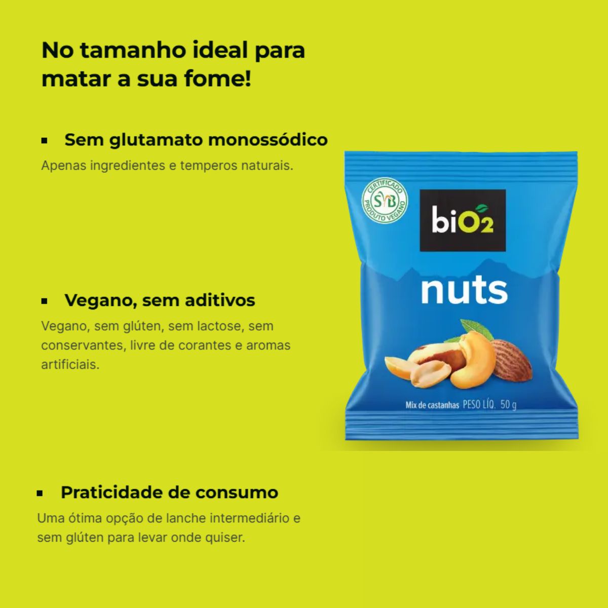 Mix de Castanhas Snack Nuts BiO2 | Sachê 50g