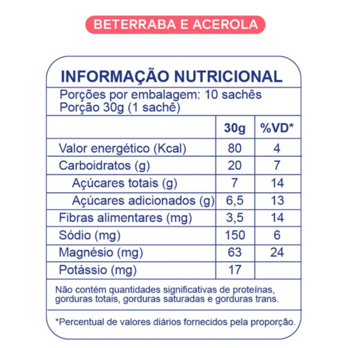 BT Gel Beterraba com Acerola Sem Cafeína Dobro | 10x30g
