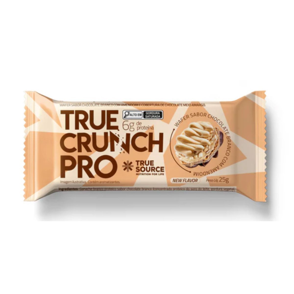 Barrinha True Crunch Pro Chocolate Branco com Amendoim | Unitário 25 g