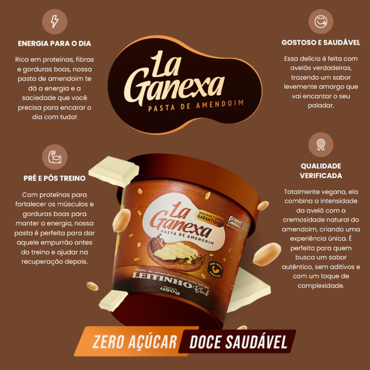 Pasta de Amendoim Leitinho Black La Ganexa | 450g