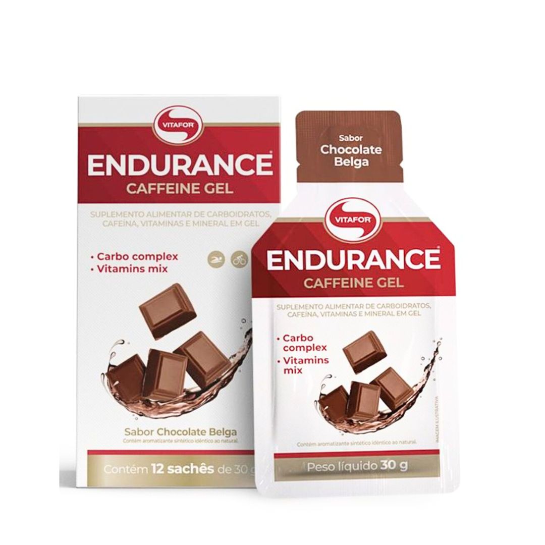 Endurance Ceffeine Gel Sabor Chocolate Belga Vitafor | 12 sachês x 30g